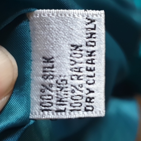 Vtg 80s Sequin Waist Flower Silk Dress - Picture 9 of 9